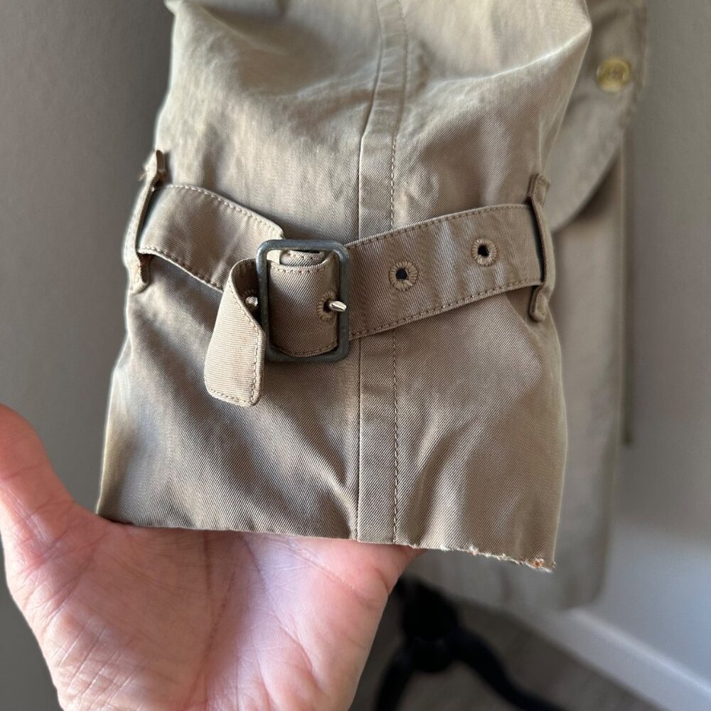 Vintage Burberry Trench Coat Peter Pan Neckline Double Breasted Cotton Buckle M - Picture 7 of 16